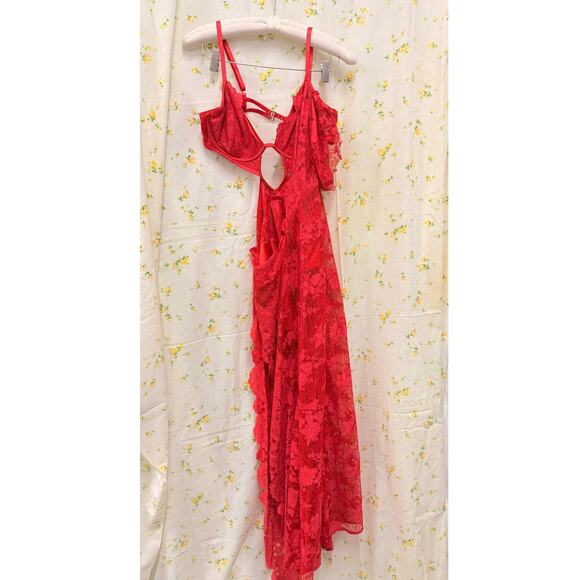 For Love & Lemons Kaia Maxi Dress in Red Medium Romantic Luxury Lace Victorian - Picture 4 of 6